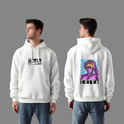 Shiva Print White Hoodie