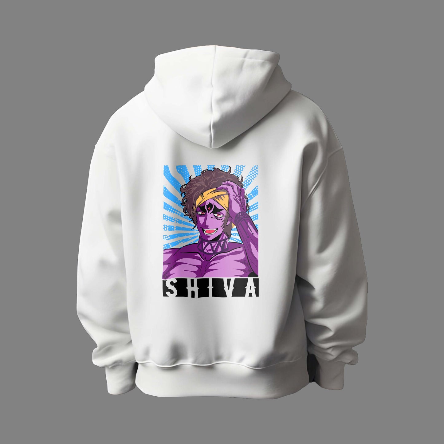 Shiva Print White Hoodie